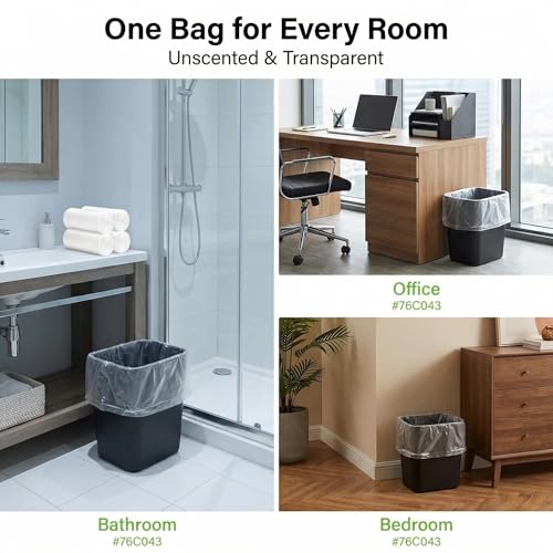 Clear Small Trash Bags, 4 Gallon, 200 Count, Unscented Liners