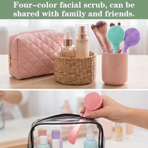 Shimmeroo 4-Piece Silicone Face Cleanser Brush Set for Deep Pore Cleansing