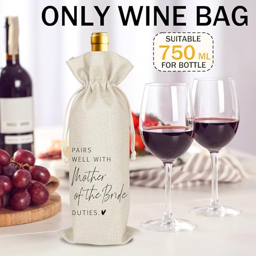 Mother of the Bride Wine Gift Bag Reusable Cotton Linen Burlap