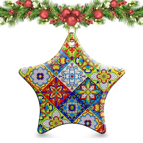 Mexican Talavera Ceramic Christmas Ornament 2025 Tree Decoration