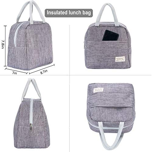 MINI LOP Insulated Lunch Tote Bag - Durable Oxford Cooler for Work & School, Gray