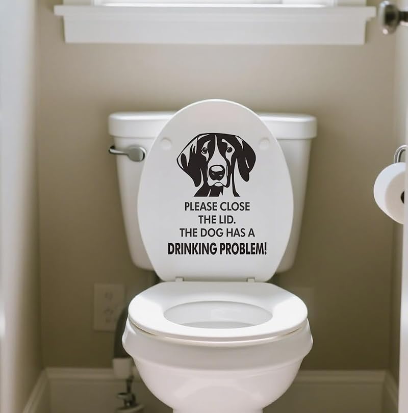 Funny Dog Toilet Seat Sticker - Please Close The Lid Removable Vinyl Decal