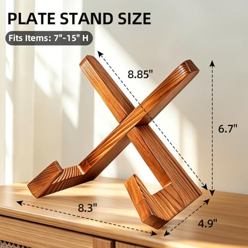 6.5 Inch Wooden Plate Rack - Multifunctional Desktop Display Stand