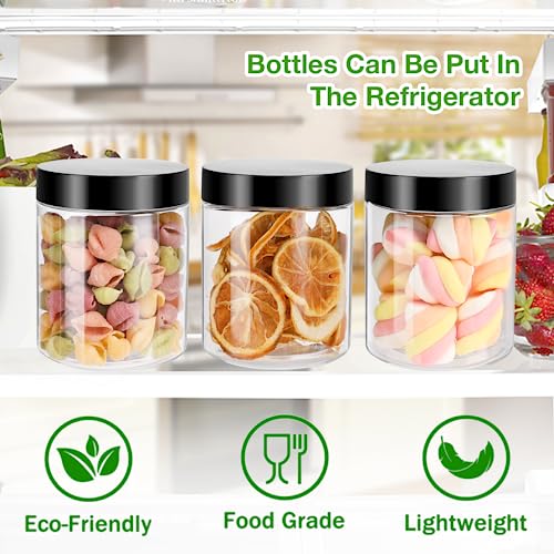 8 oz Clear Plastic Jars with Lids - 6 Pack Leakproof Storage Containers