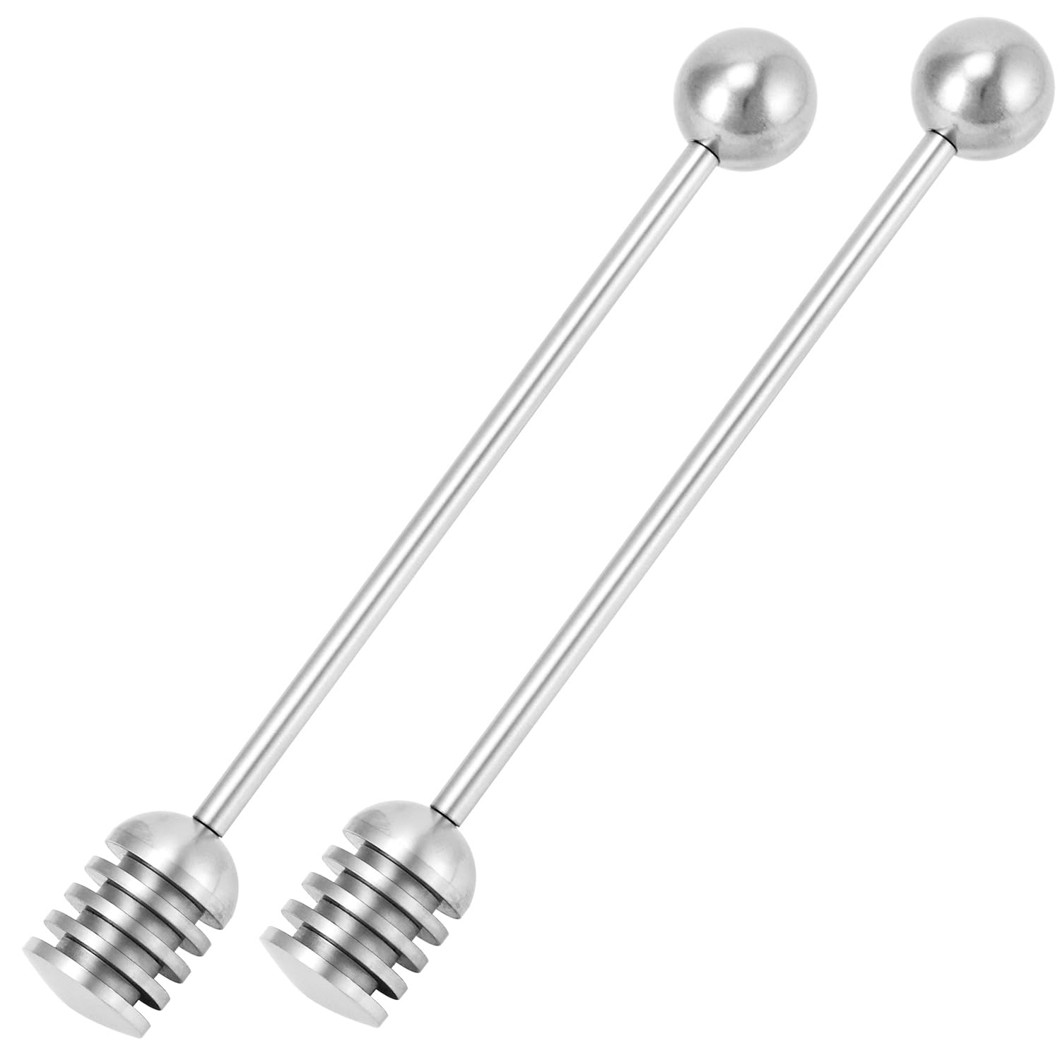 QWORK Stainless Steel Honey and Syrup Dippers, 6.3 Inches, Rust-Resistant, Convenient to Clean, Dishwasher-Safe, Ideal for Drizzling Honey, Syrup, Coffee, and More, 2 Pcs