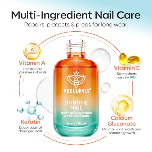 Modelones 3-in-1 Nail Dehydrator and Primer with Vitamin A E & Keratin