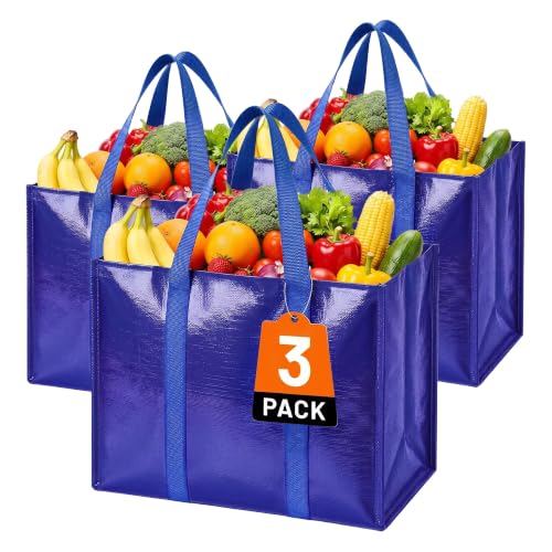 WISELIFE Reusable Grocery Bags - 33L Foldable & Waterproof Shopping Totes