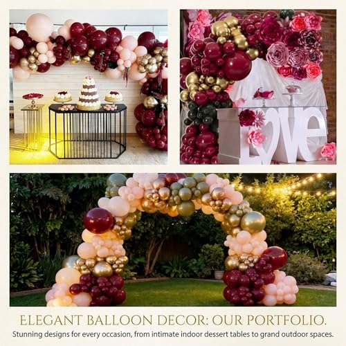 104pc Burgundy Balloon Garland Arch Kit - Assorted Sizes 5 to 18 Inch