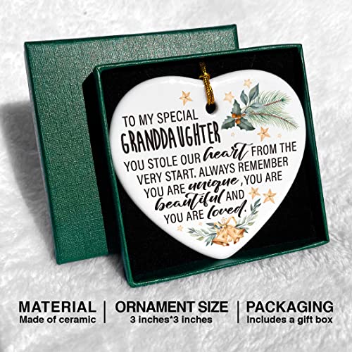 Holiday Ornament for Granddaughter from Grandma - Heart-Shaped Keepsake Gift - Variation: Granddaughter-03