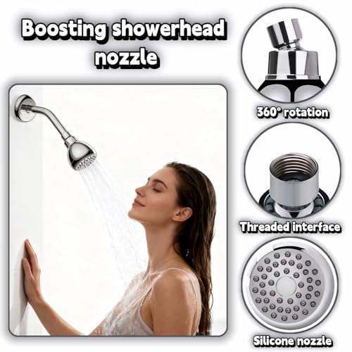 High Pressure Shower Head with 360° Rotating Chrome Finish