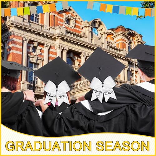 Knitgrip Class of 2026 Graduation Cap Bow White Hair Clip Accessory