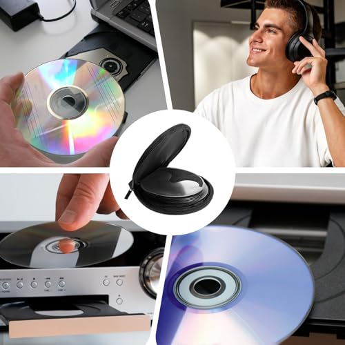 Portable CD Case Holder for Car - Holds 20 CDs/DVDS, Black