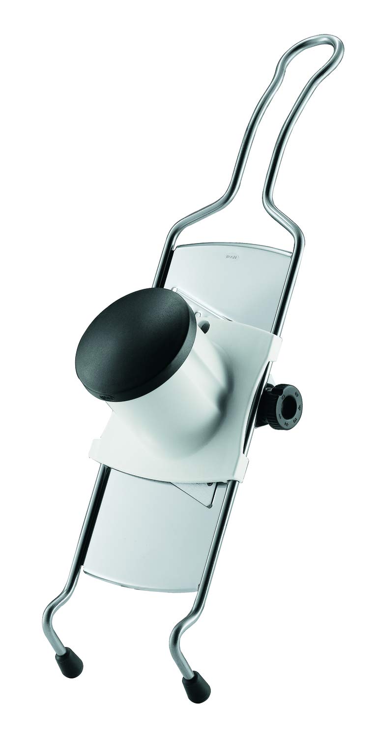 Rosle 95028 Stainless Steel Adjustable Gourmet Food Slicer Hand-Held Mandoline With Hand Guard