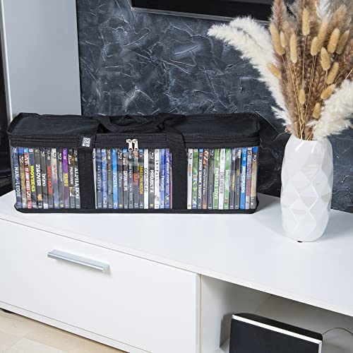 Blu-ray Media Storage Bag Case - Clear PVC Organizer for 42 Discs (Black)