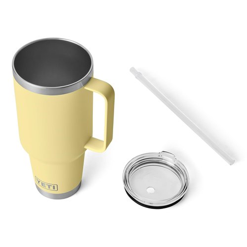 YETI Rambler 42 oz Tumbler with Handle and Straw Lid, Travel Mug Water Tumbler, Vacuum Insulated Cup with Handle, Stainless Steel, Daybreak Yellow