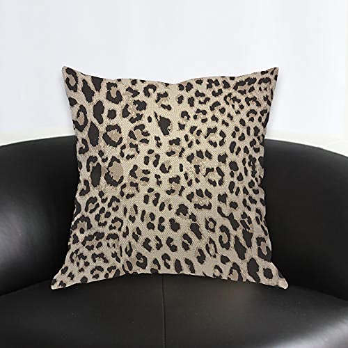 AOYEGO Leopard Animal Print Throw Pillow Cover 18x18 Inch Cotton Linen Cushion for Home Decor