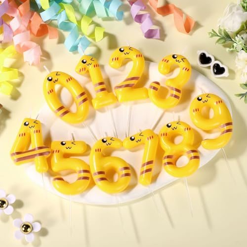 Lasuroa Yellow Cartoon Number 8 Birthday Cake Candle Party Topper