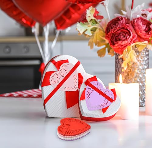 100 Heart Doilies - 4 Inch Valentine Paper Lace Cutouts Set