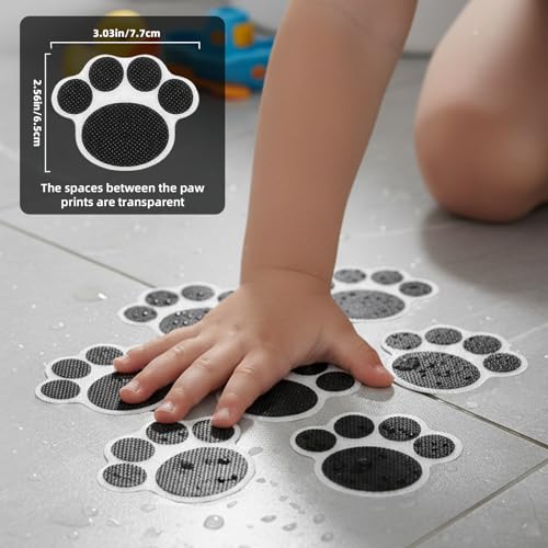 LEMPENI 10 Pack Non-Slip Bathtub Stickers - Cute Paw Print Grips