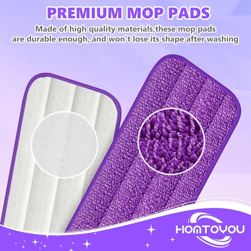 Purple Reusable Mop Pads for Swiffer PowerMop - 6 Pack Microfiber Refills