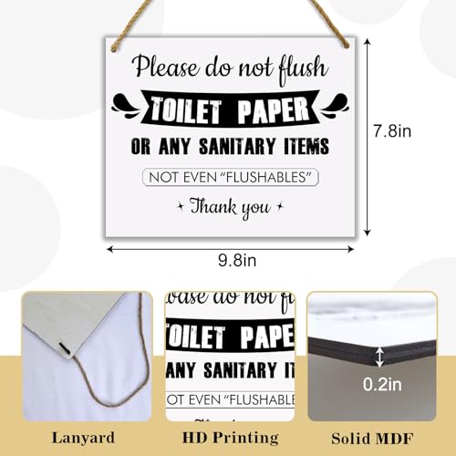 Rustic Wood Do Not Flush Bathroom Sign - Toilet Paper Only Wall Decor