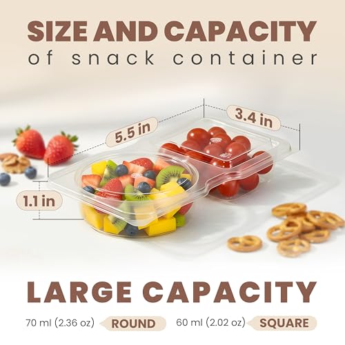 Blacksof 20-Pack Reusable Snack Containers, 2-Compartment Leakproof Boxes