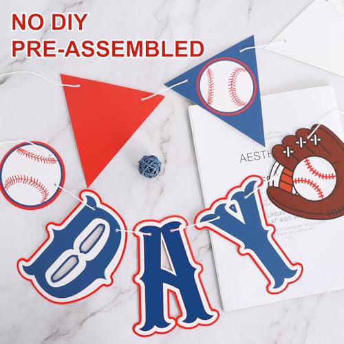 Blue Pre-Strung Baseball Birthday Banner - 3 Piece Bunting Decoration