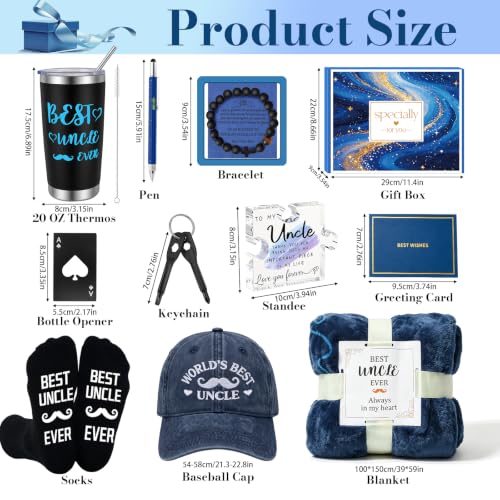 11-Piece Uncle Gift Set with Blanket Tumbler Hat and Accessories