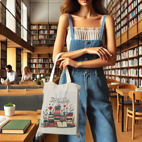 Canvas Tote Bag for Women - Book Lovers Gift - 14" x 15" (5.BookLay)