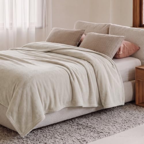 Bedsure GentleSoft Twin XL Fleece Blanket - Linen Beige, 66"x90"