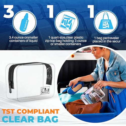 EASYFUN Clear TSA Approved Travel Toiletry Bag 2-Pack Quart Size