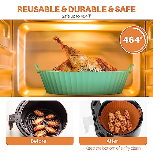 ME.FAN Reusable Silicone Air Fryer Liners for 4-7 QT - 2 Pack
