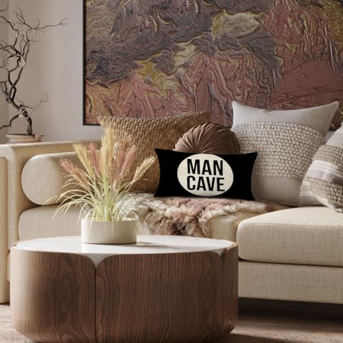 Funny Man Cave Lumbar Pillow Cover - 12x20 inches Polyester