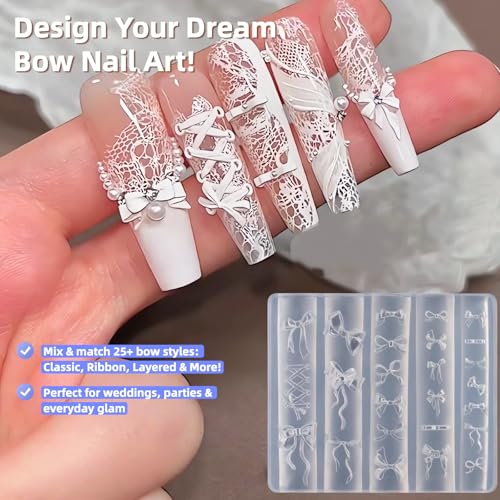 3D Bow Silicone Nail Mold for Resin Epoxy and Acrylic Nail Art Crafts