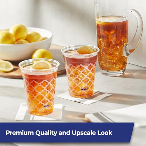 Hefty Party Perfect 18oz Clear Plastic Cups - Lattice Print, 20ct