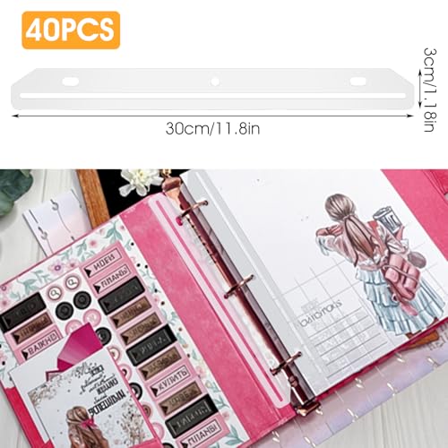 40 Pcs Magazine Holders for 3-Ring Binders - Translucent White