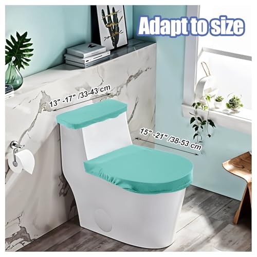 Washable Toilet Tank & Lid Cover Set - Soft Polyester, Green