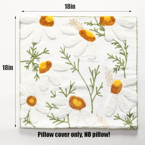 Calliopsis 18x18 Inch Embroidered Floral Jacquard Pillow Cover - ToRhine