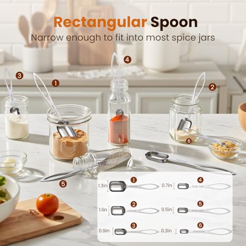 Stainless Steel Measuring Spoons Set - 6PCS for Precise Cooking