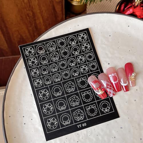 Christmas Nail Stencils Stickers 6 Sheets Airbrush Decals for Holiday DIY