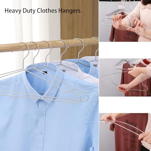 KYHYFJMD 10 Pack Heavy Duty Stainless Steel Wire Hangers, 16.5 Inch Clothes Storage