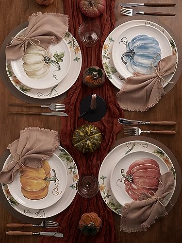 Bico Pumpkin Feast Salad Plates Set of 4 - 8.75 Inch Ceramic Dinnerware for Salad & Appetizers
