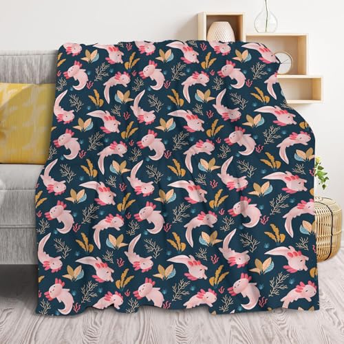 Axolotl Blanket - Soft Flannel Throw for Kids & Adults, 40x50 Inch