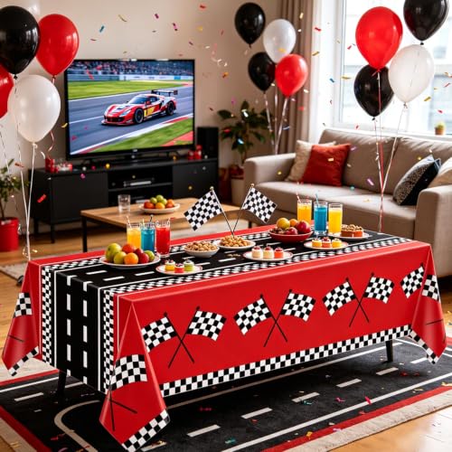 YJZCP Racing Tablecloths - 4 Pack for Car Birthday Parties 51x86IN