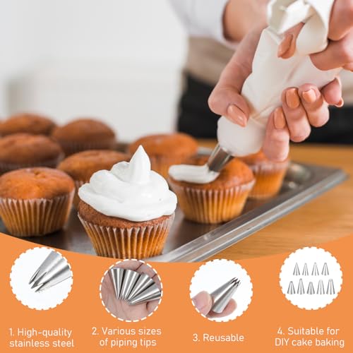 9-Piece Stainless Steel Star Piping Tips Set for Cake Decorating