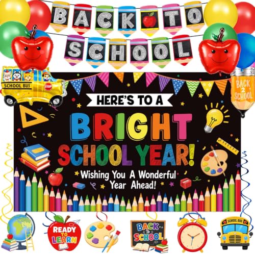 Complete Back to School Decorations Set with Banner & Balloons