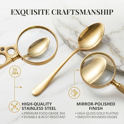 CiiVii 4-Piece Gold Iced Tea Spoons, 7.7-Inch Stainless Steel