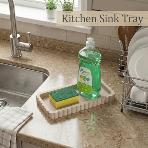 Small Silicone Bathroom Vanity Tray - Multi-Purpose Sink Organizer