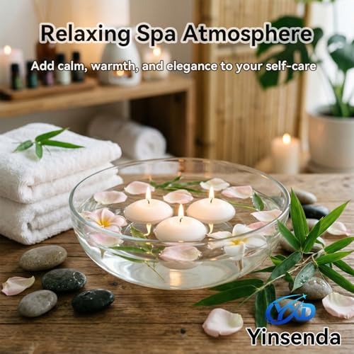 White 2-Inch Floating Candles - 12 Pack Unscented for Weddings & Decor