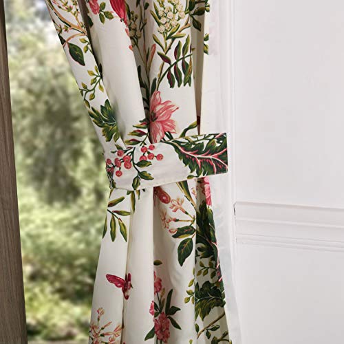 Greenland Home Butterflies Curtain Panels, 42 W x 84 L Inches Each, Set of 2, with Tiebacks